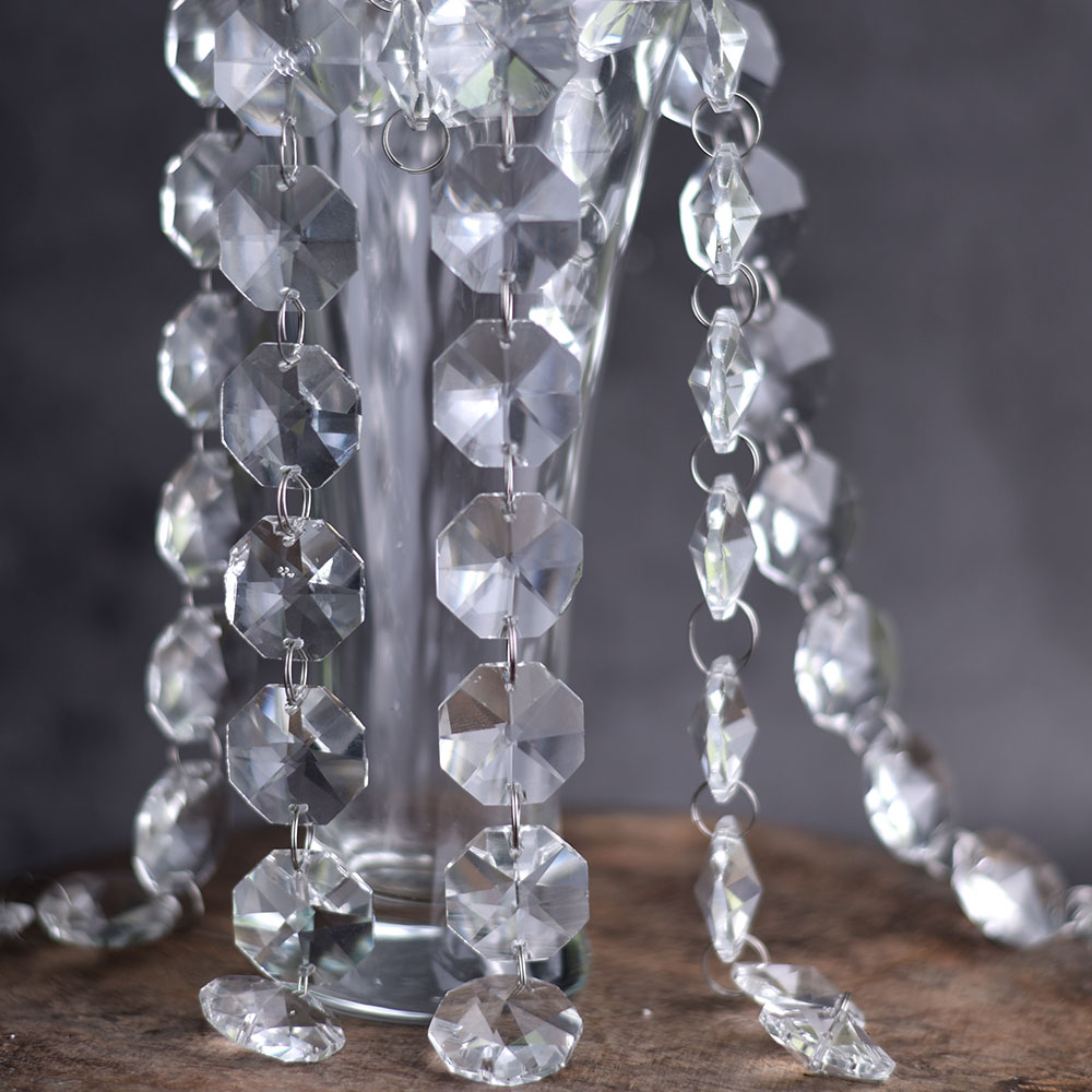 Clear Glass Garland Strand Chandelier Hanging With 50 Crystal Drop (57 Inch)