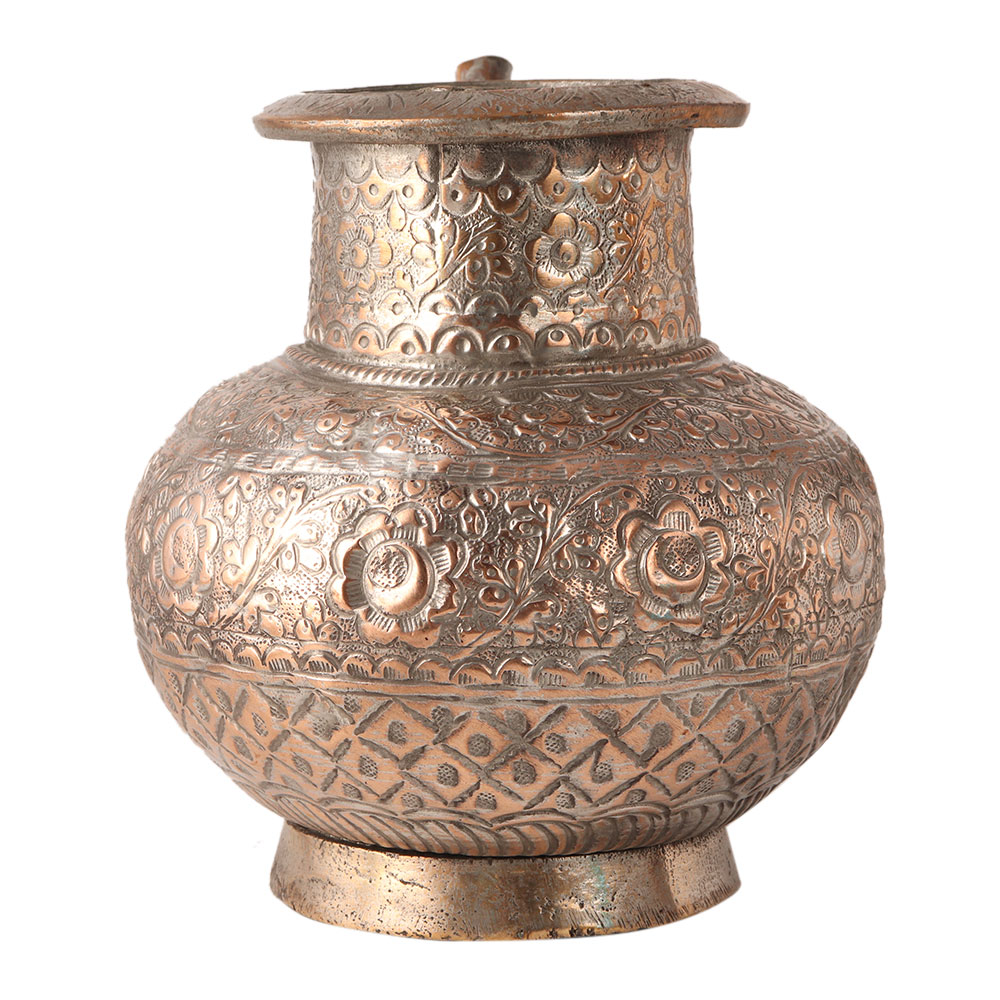 Handmade Holy Water Pot with Floral Motif