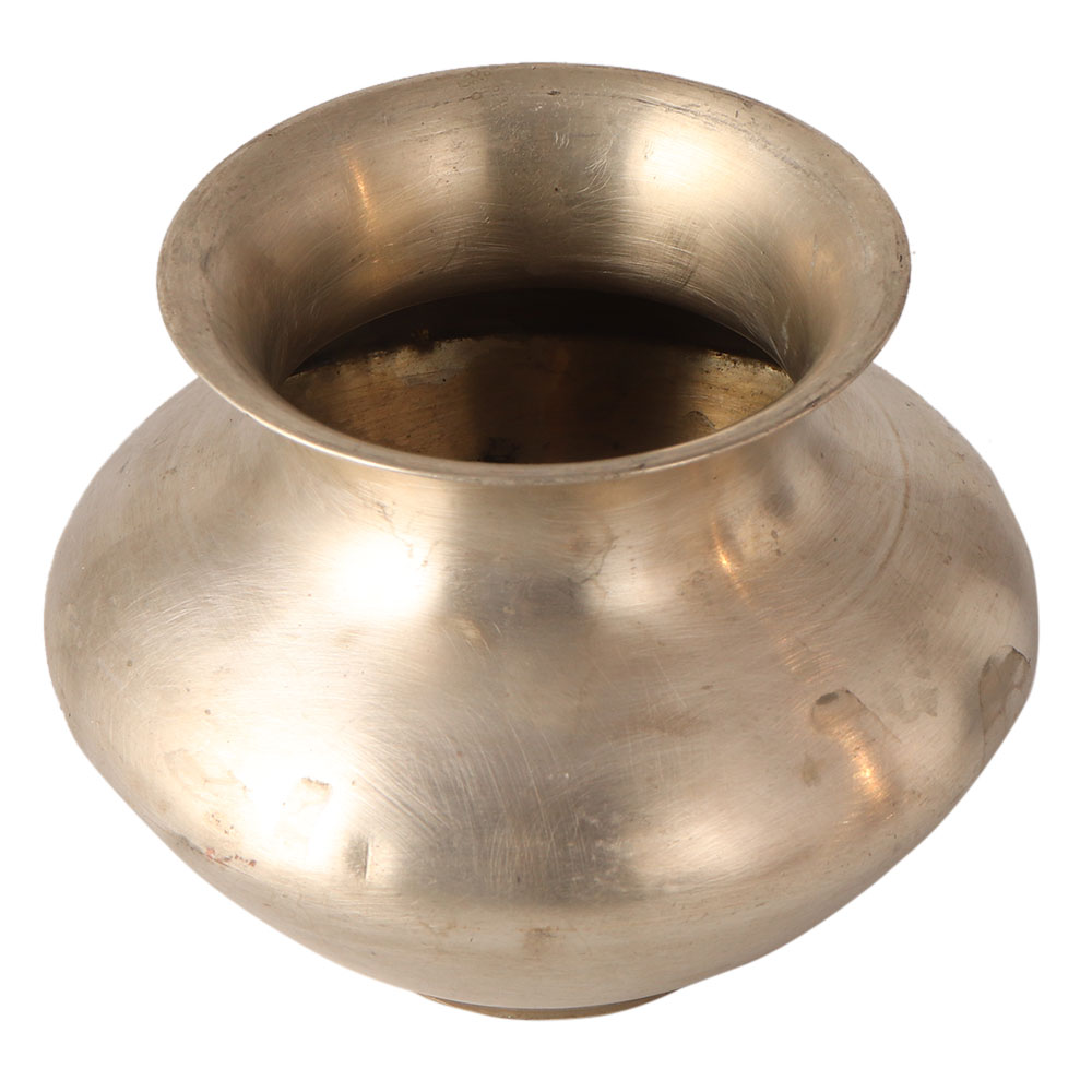 Indian Shiny White Metal Alloy Pot
