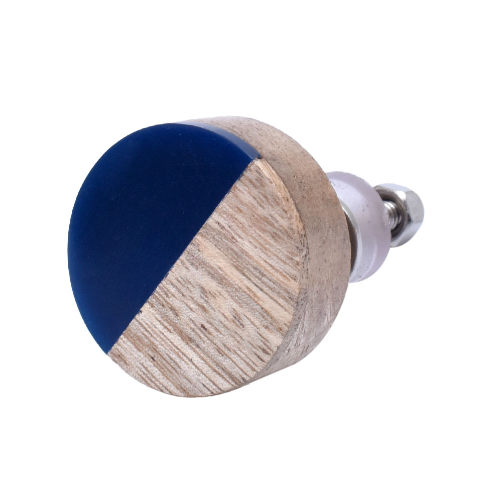 Handmade Blue and Brown Wooden Round Knobs
