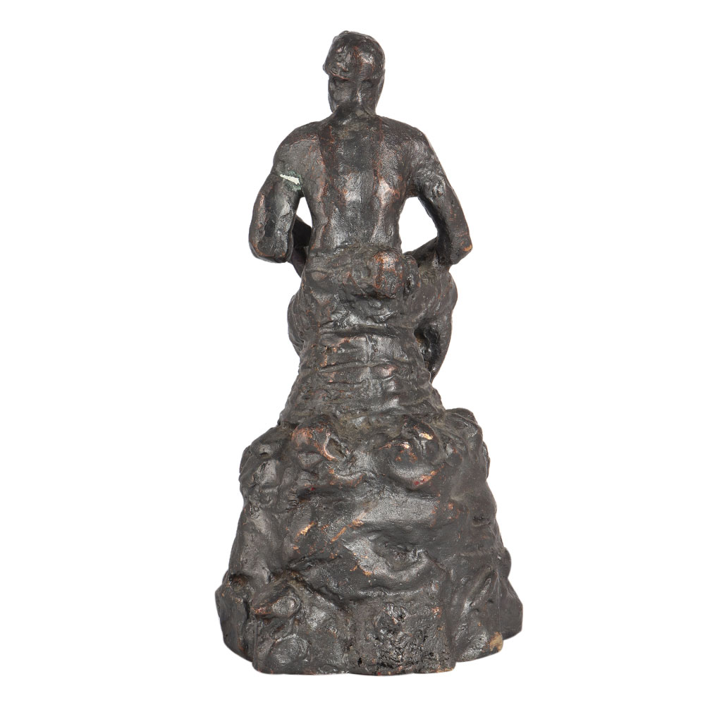 Modern Art Coal Mine Worker Sitting on Stone