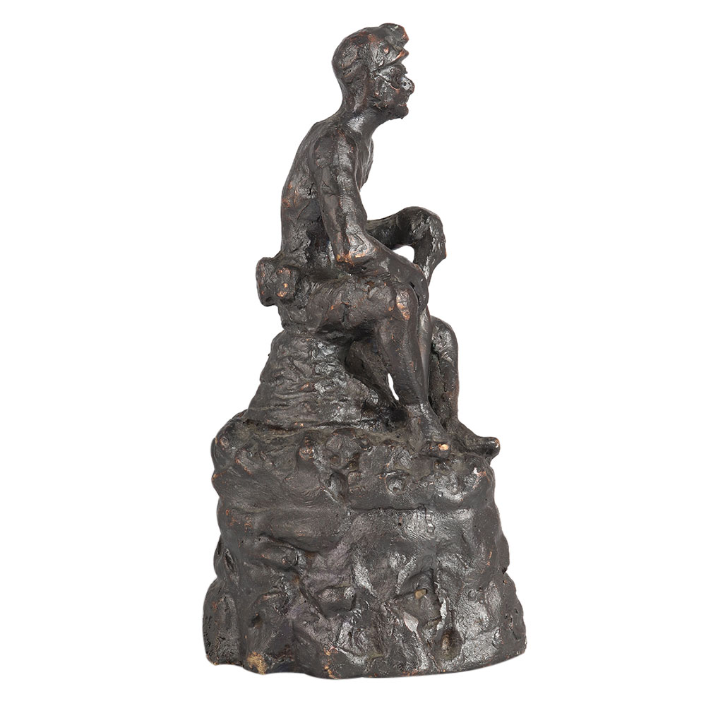 Modern Art Coal Mine Worker Sitting on Stone