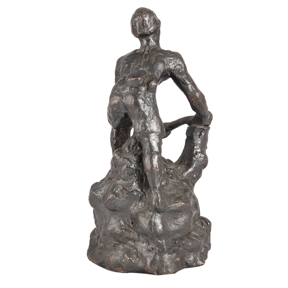 Modern Art Male Statue Working in Coal Mine