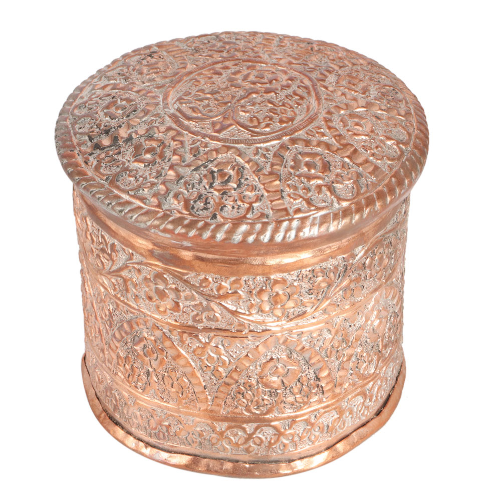 Copper Vintage Small Supari Box in Islamic Art