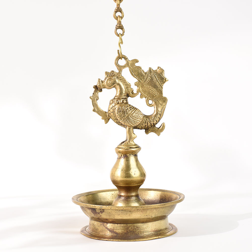 Brass Peacock Thoku Villaku Hanging Diya