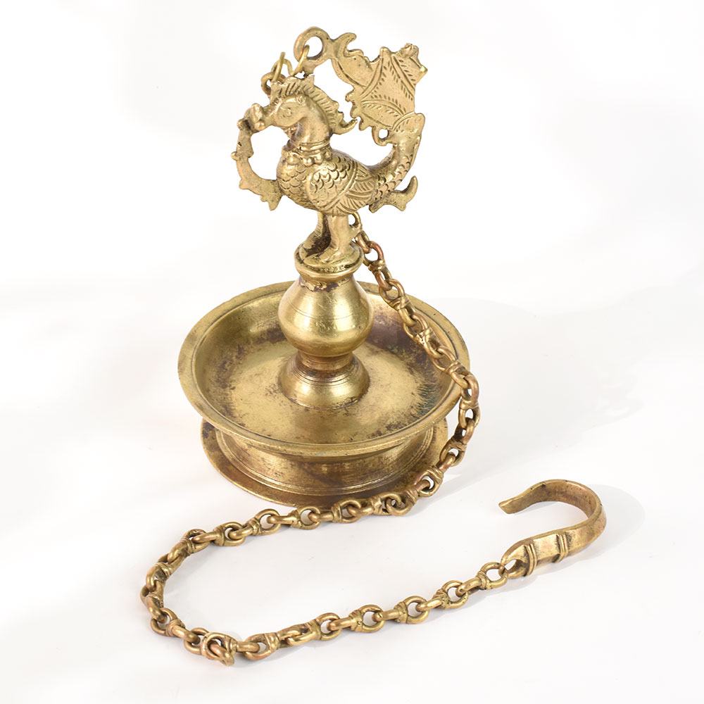 Brass Peacock Thoku Villaku Hanging Diya