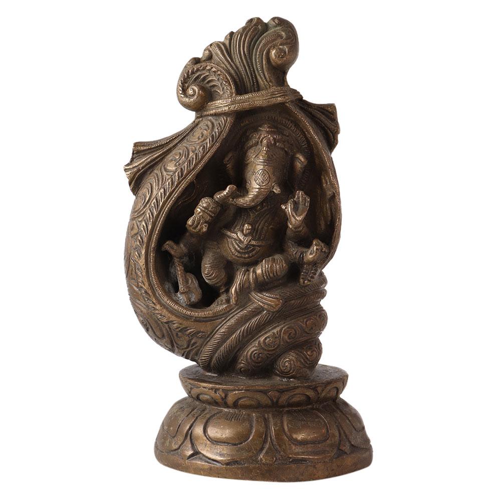 Rare Ganesha In A Conch Statue