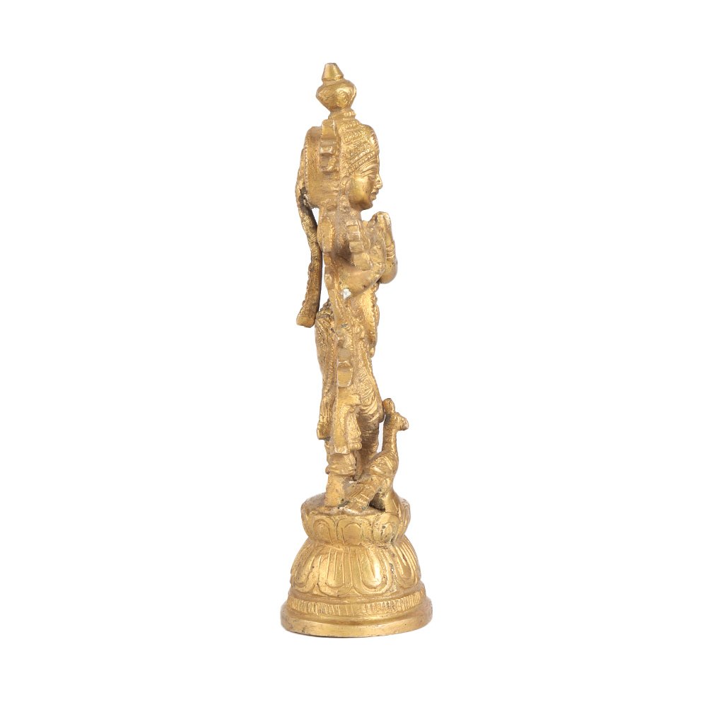 Brass Golden Lord Krishna Statue for Worship