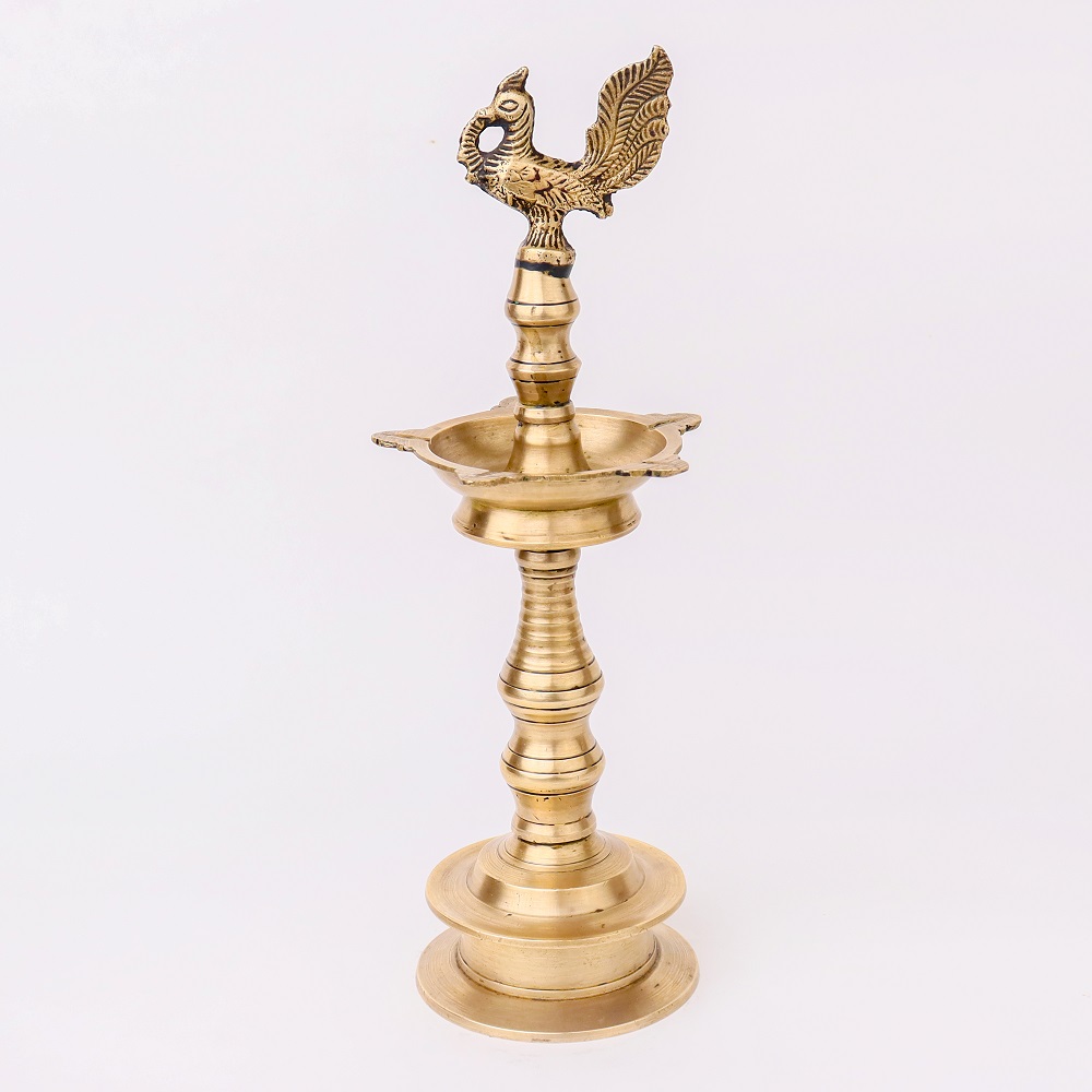 Brass Peacock Oil Lamp for Worship