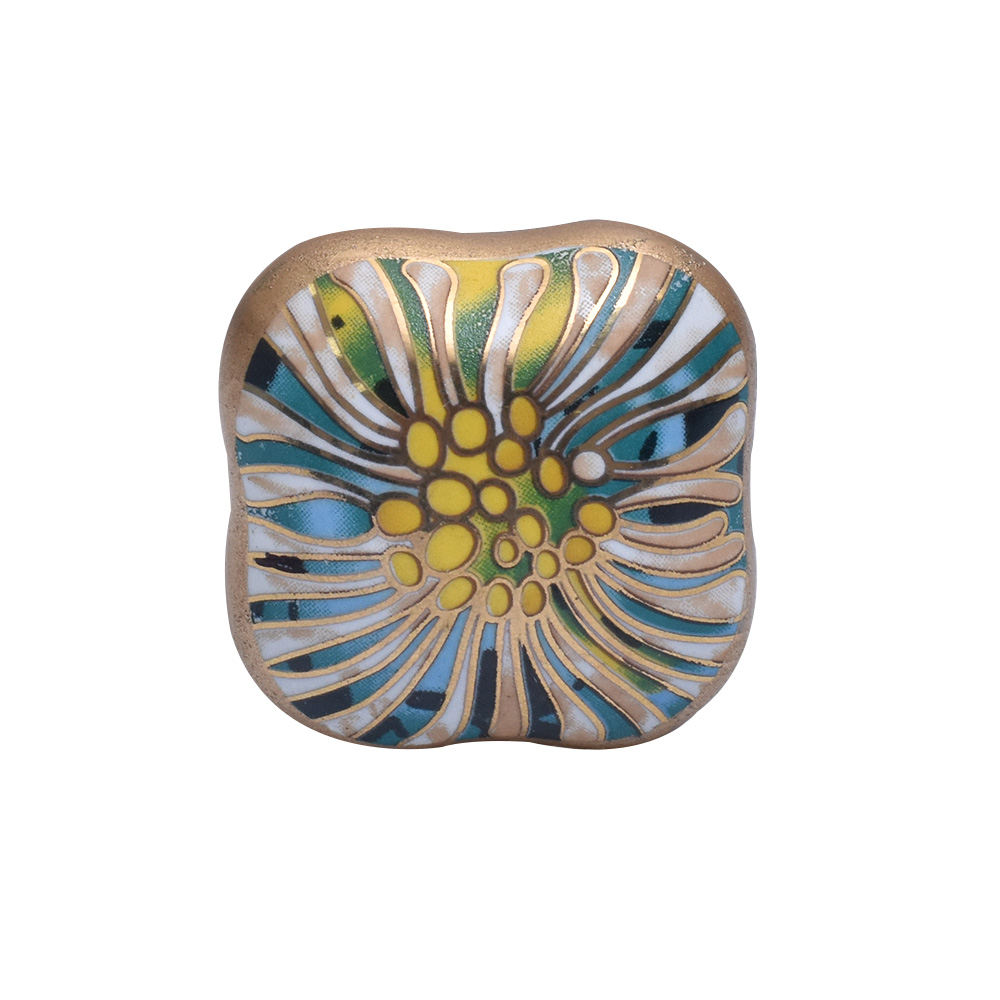 Ceramic Multicolor Abstract Square Theia Cabinet Drawer Knobs