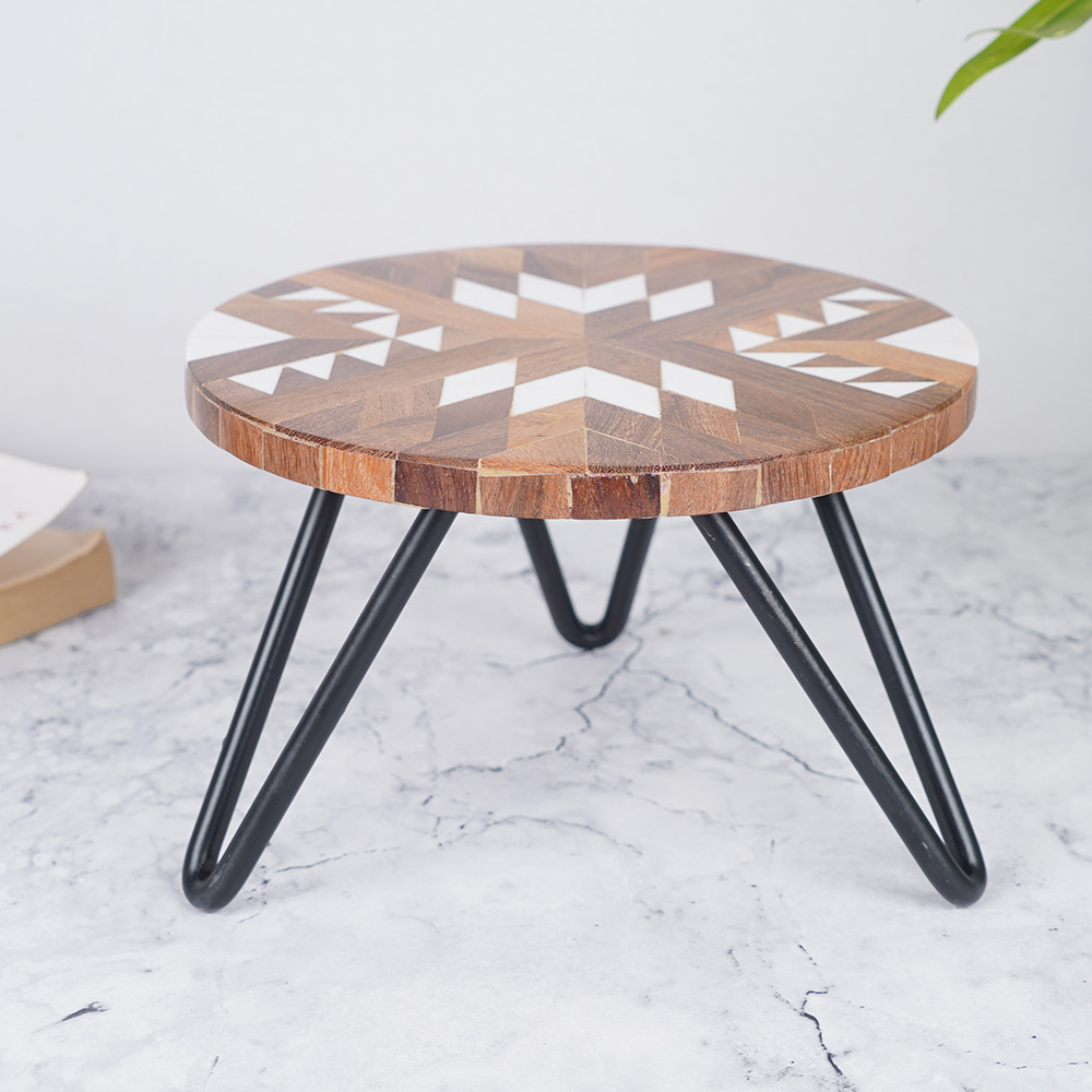 Brown and White Handcrafted Cake Stand for Dessert or Fruit