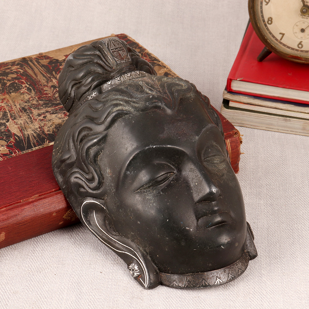 Indian Metal Goddess Parvati Head Plate