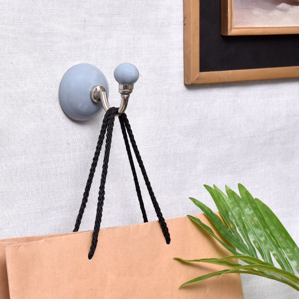Solid Grey Round Ceramic Wall Hook