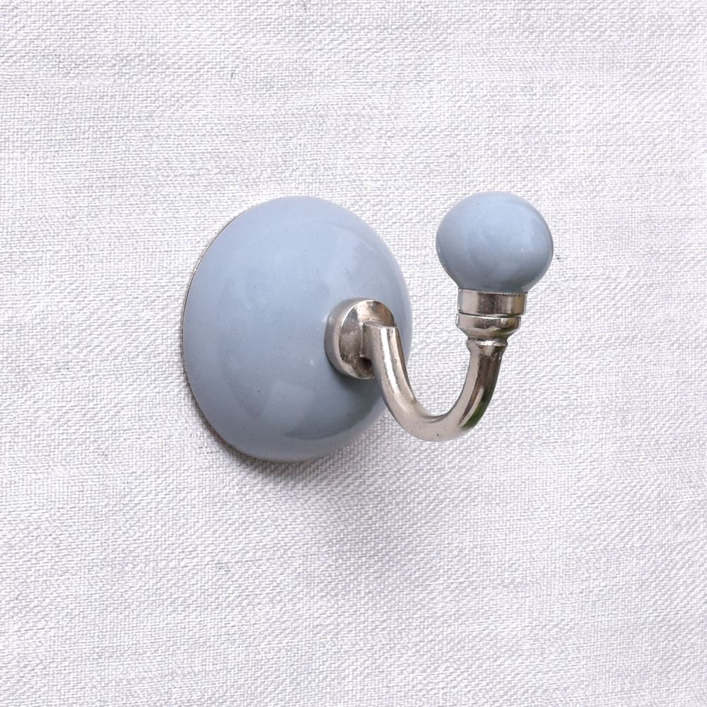 Solid Grey Round Ceramic Wall Hook