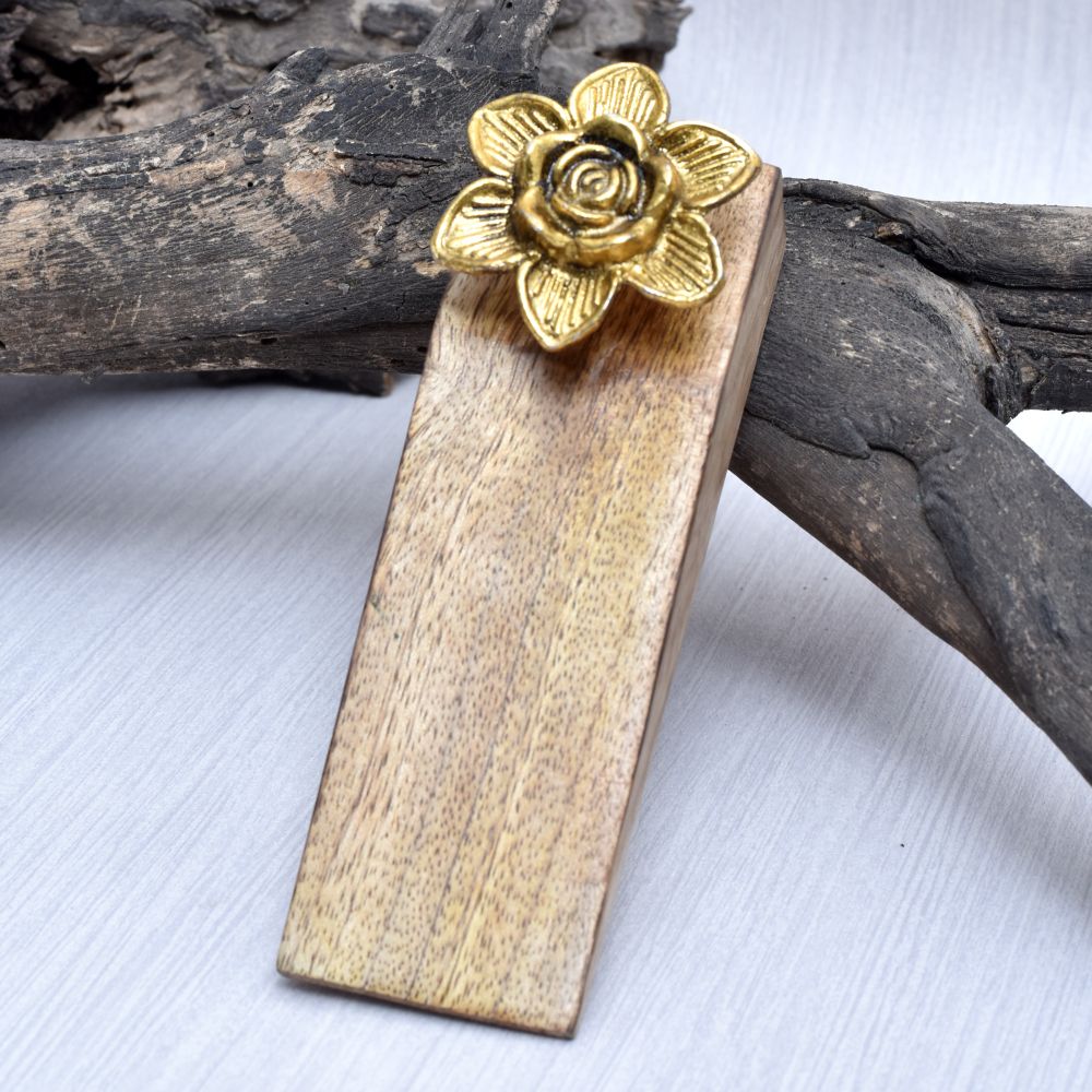 Golden Flower Ceramic Wooden Door Stopper