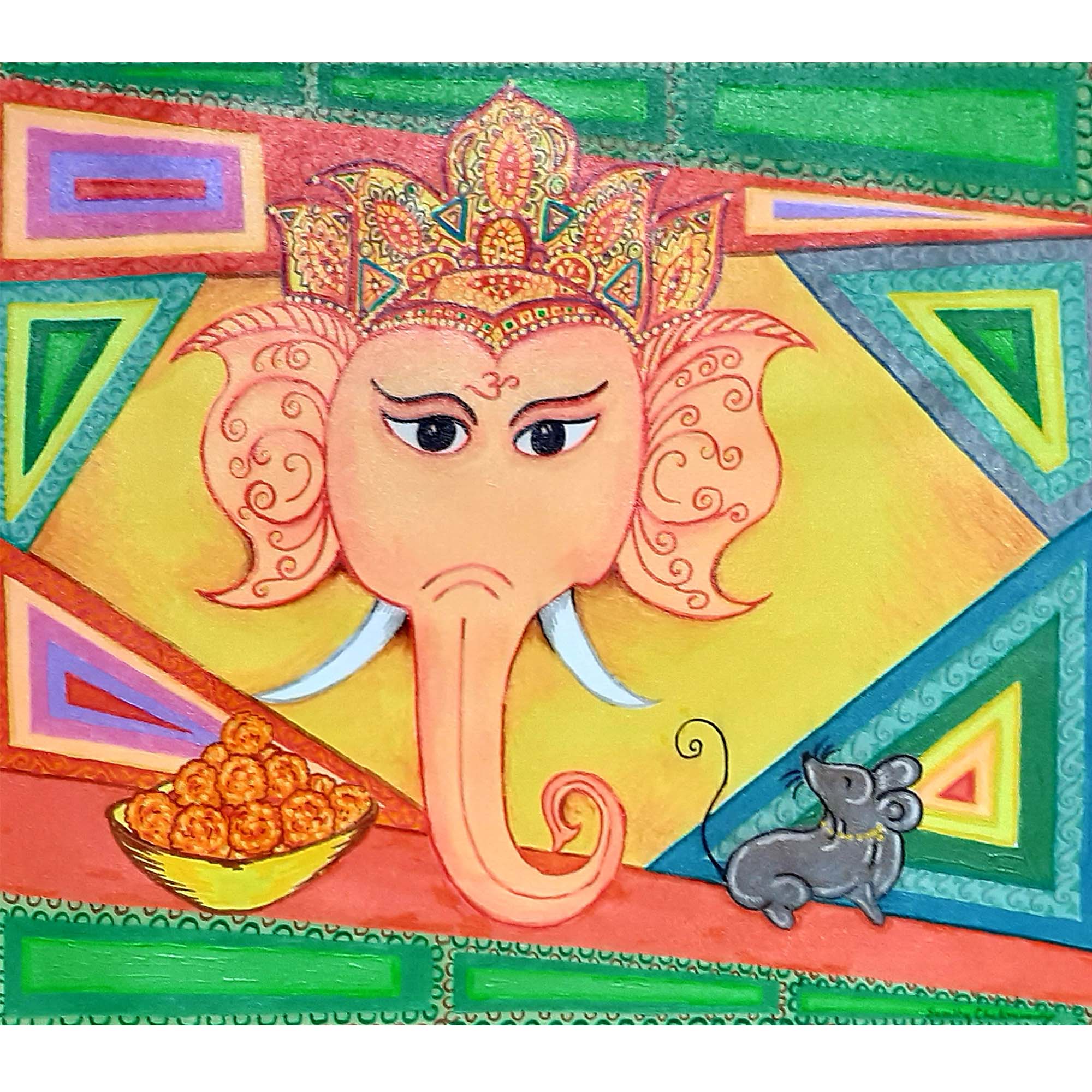 Buy Lord Ganesha Canvas Painting online | IndianShelf, image size:2000x2000