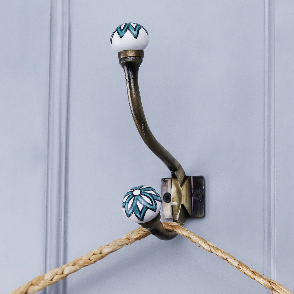 Multicolor Ceramic Iron Heavy Duty Wall Hook 6 Pieces