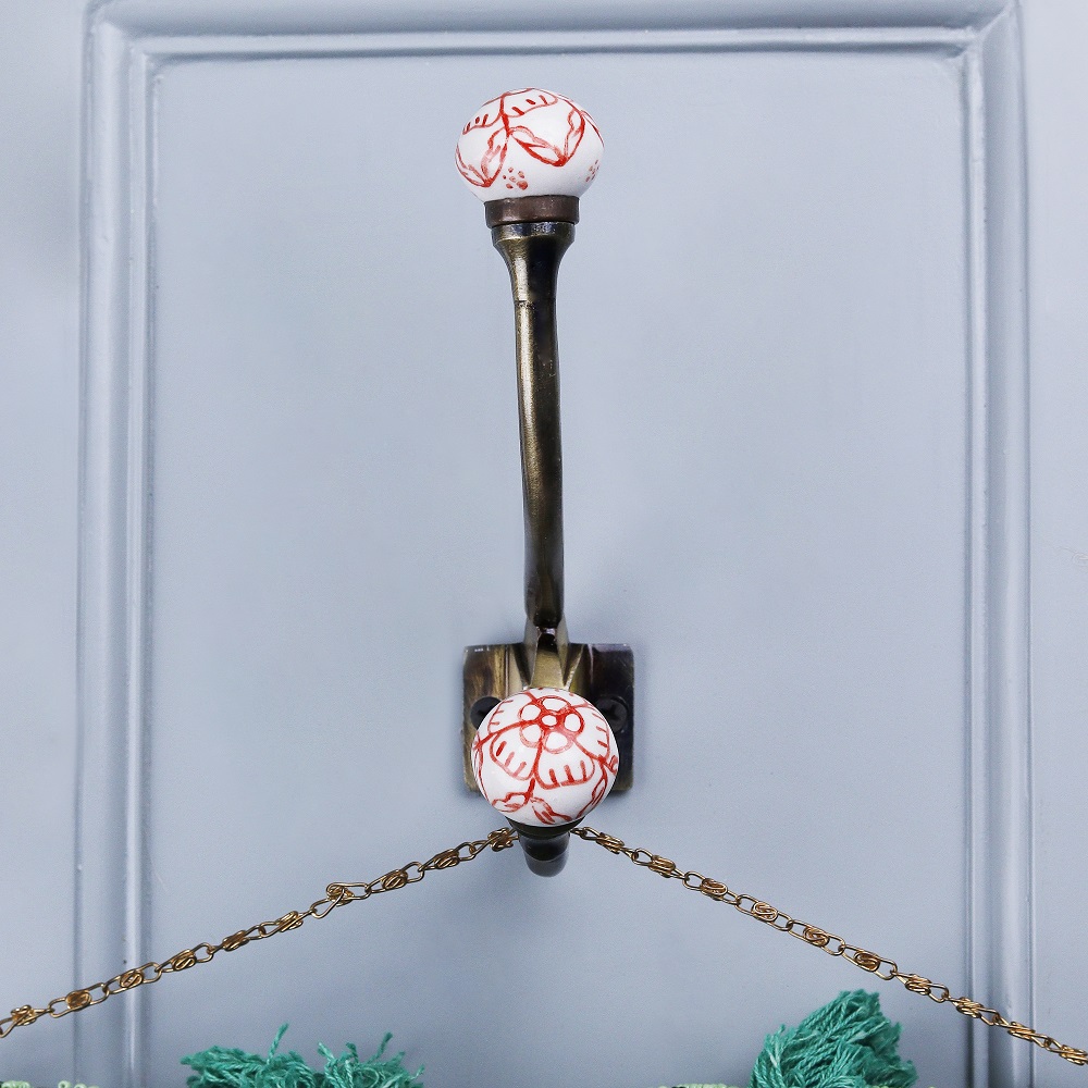 Multicolor Ceramic Iron Heavy Duty Wall Hook 6 Pieces