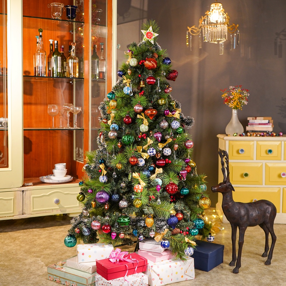 25 Pieces Black and Green Glass Ornaments For Tree Decoration