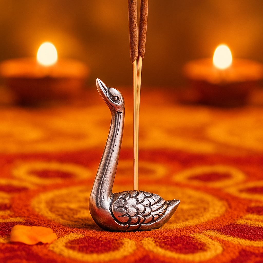 Silver Brass Swan Decorative Incense Holder Paper weight