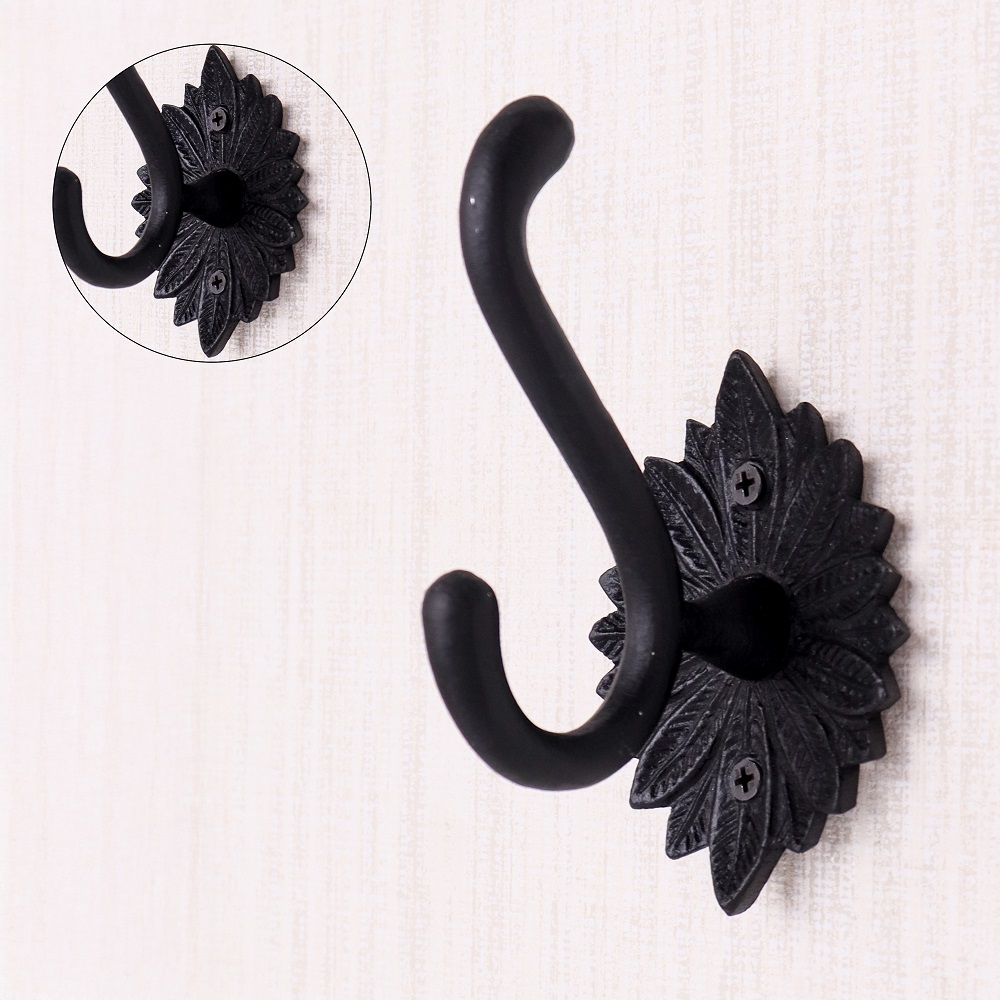 Decorative Black Aluminum Towel Wall Hook