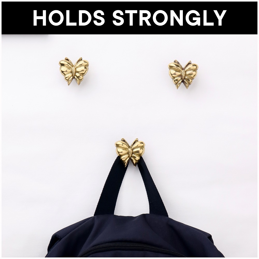 Golden Brass Butterfly Wall Hooks-3 Pieces
