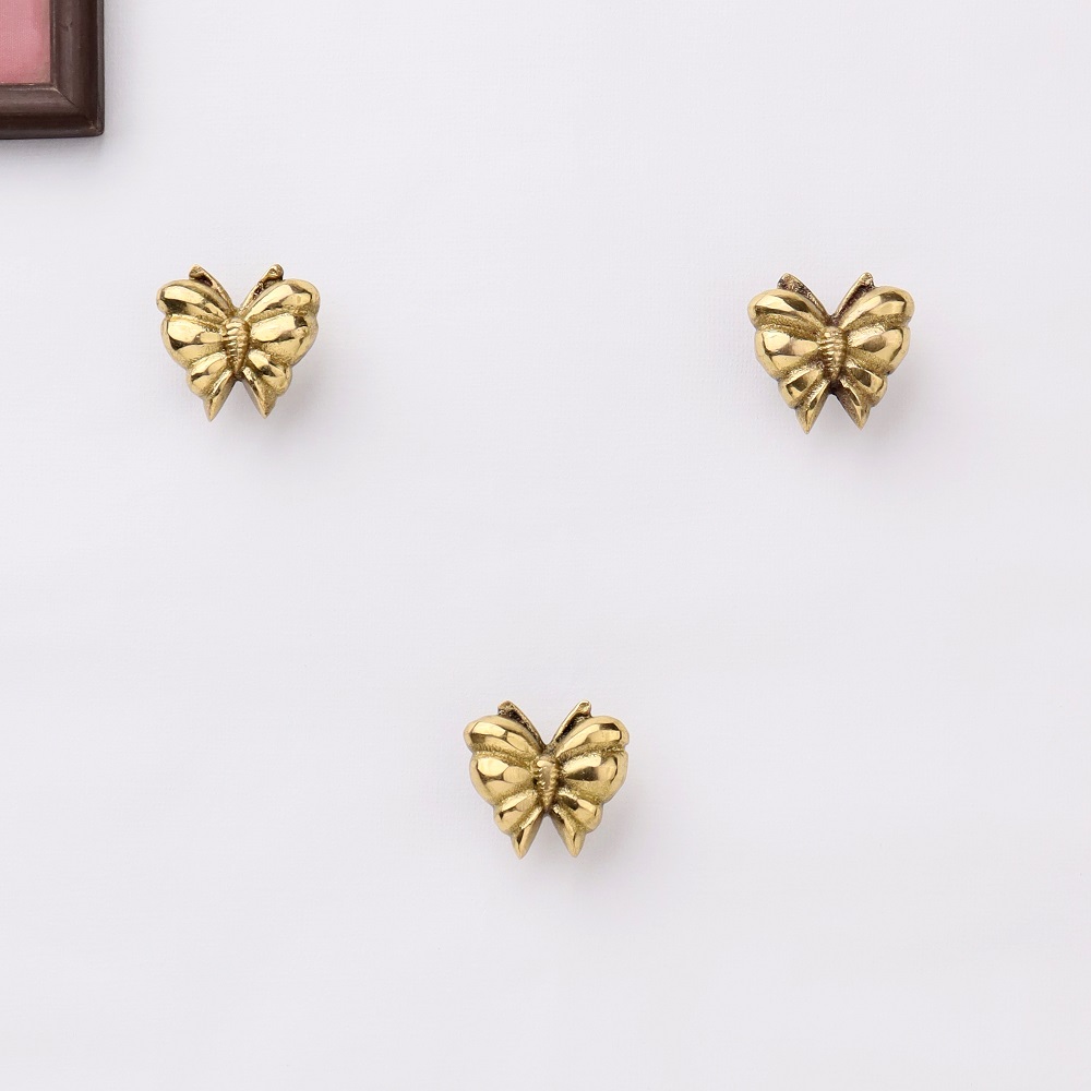 Golden Brass Butterfly Wall Hooks-3 Pieces