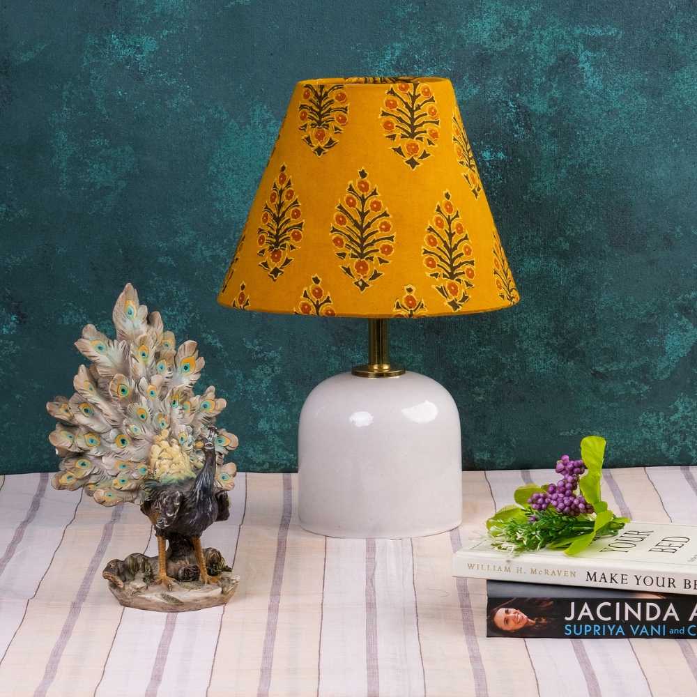 Mustard Kalamkari Cone Shade