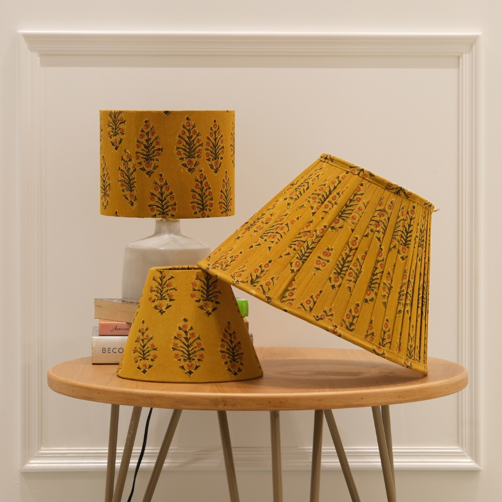 Mustard Kalamkari Cone Shade