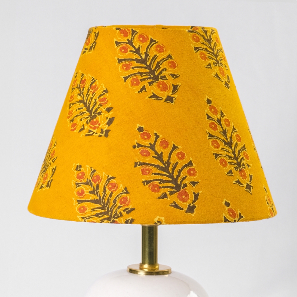 Mustard Kalamkari Cone Shade