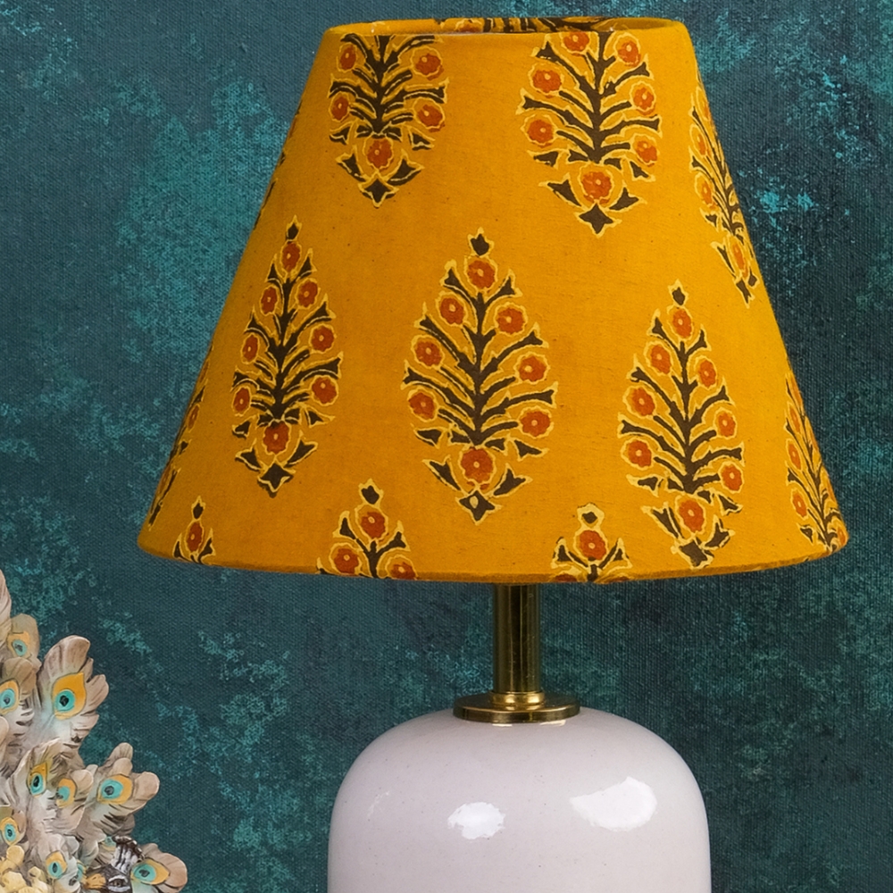 Mustard Kalamkari Cone Shade