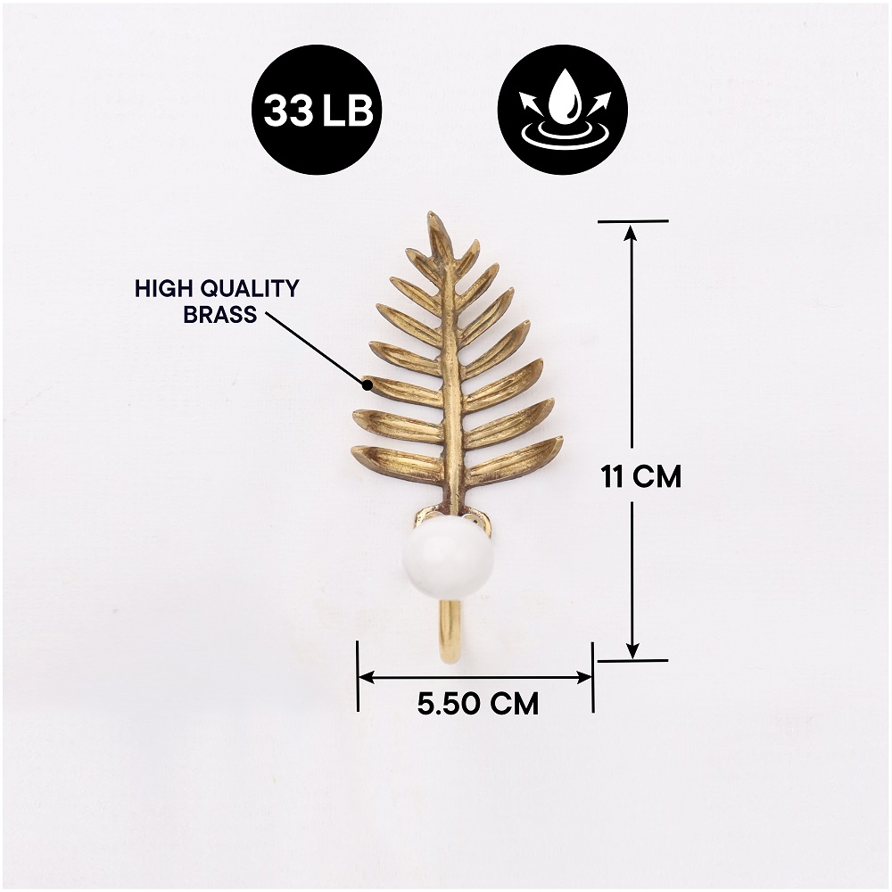 Golden Brass Leaf Wall Hook