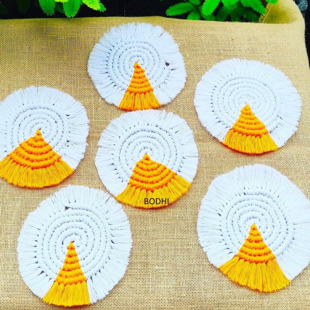 Handwoven Round Cotton Tea Coasters - Set of 6