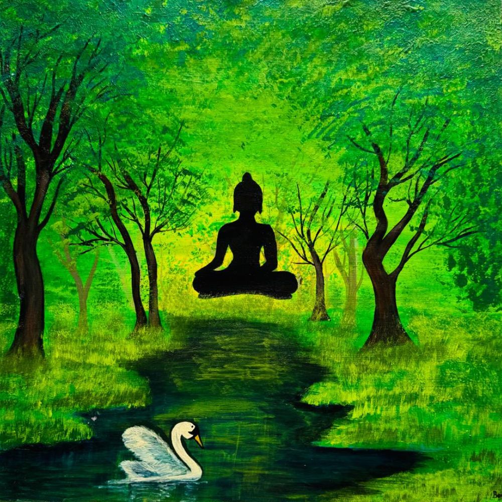 Calm Buddha in Nature Canvas Painting