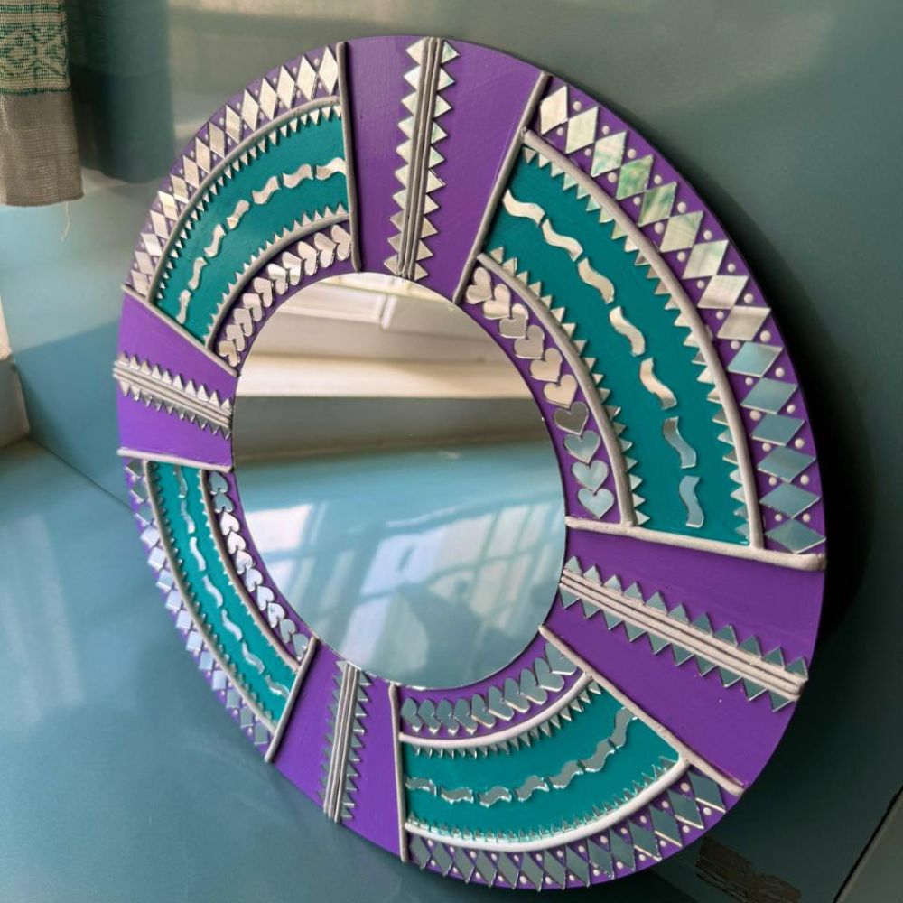 Handcrafted Ethnic Round Wall Mirror
