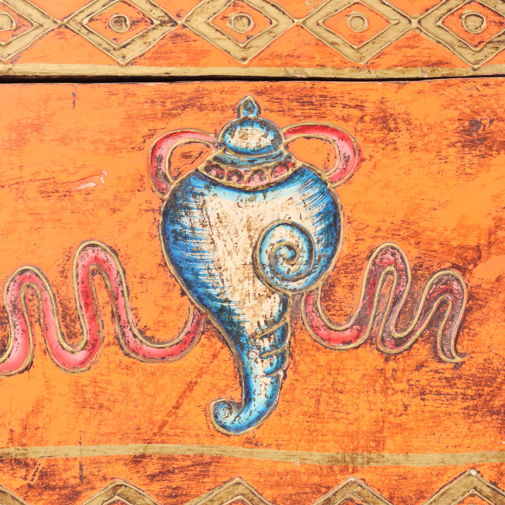 Antique Style Wooden Storage Box with Dragon Artwork