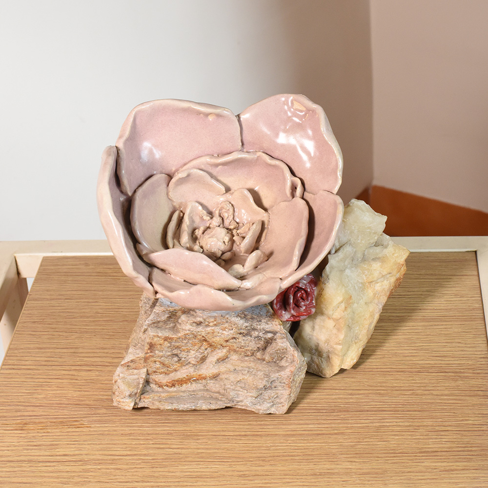 Handmade Ceramic Rose Sculpture by Artist Meena Vohra