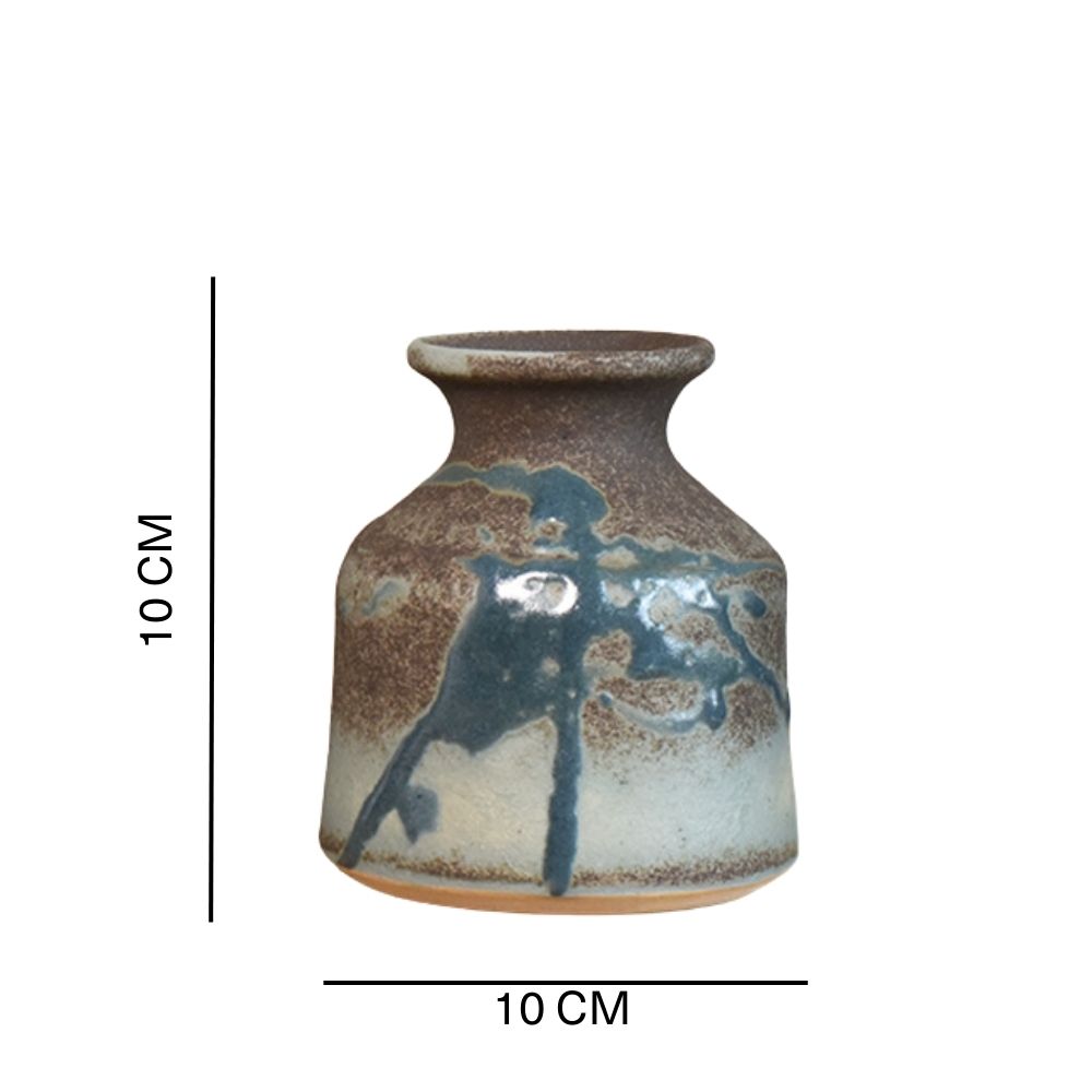 Premium Ceramic Blue Vases by Artist Meena Vohra Set Of 3