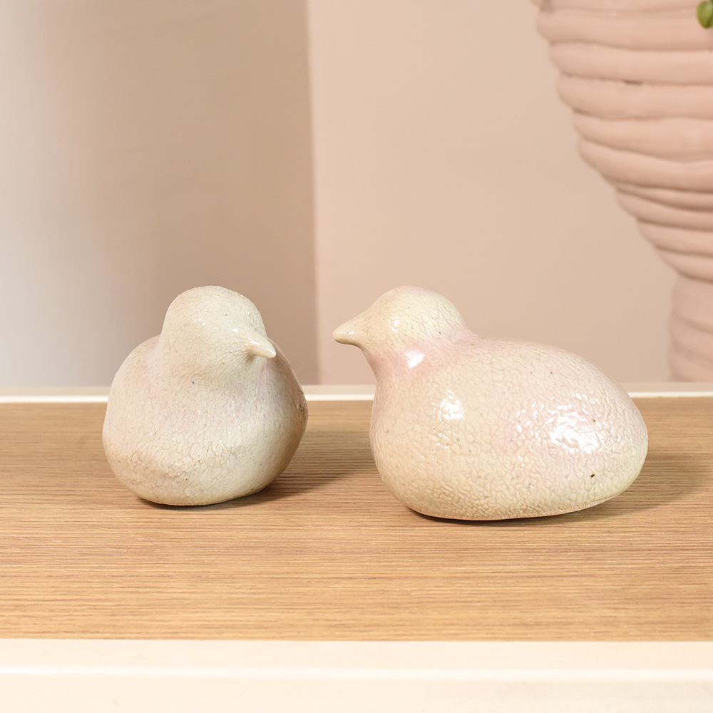 Handcrafted Ceramic Bird Sculptures by Artist Meena Vohra Set Of 2