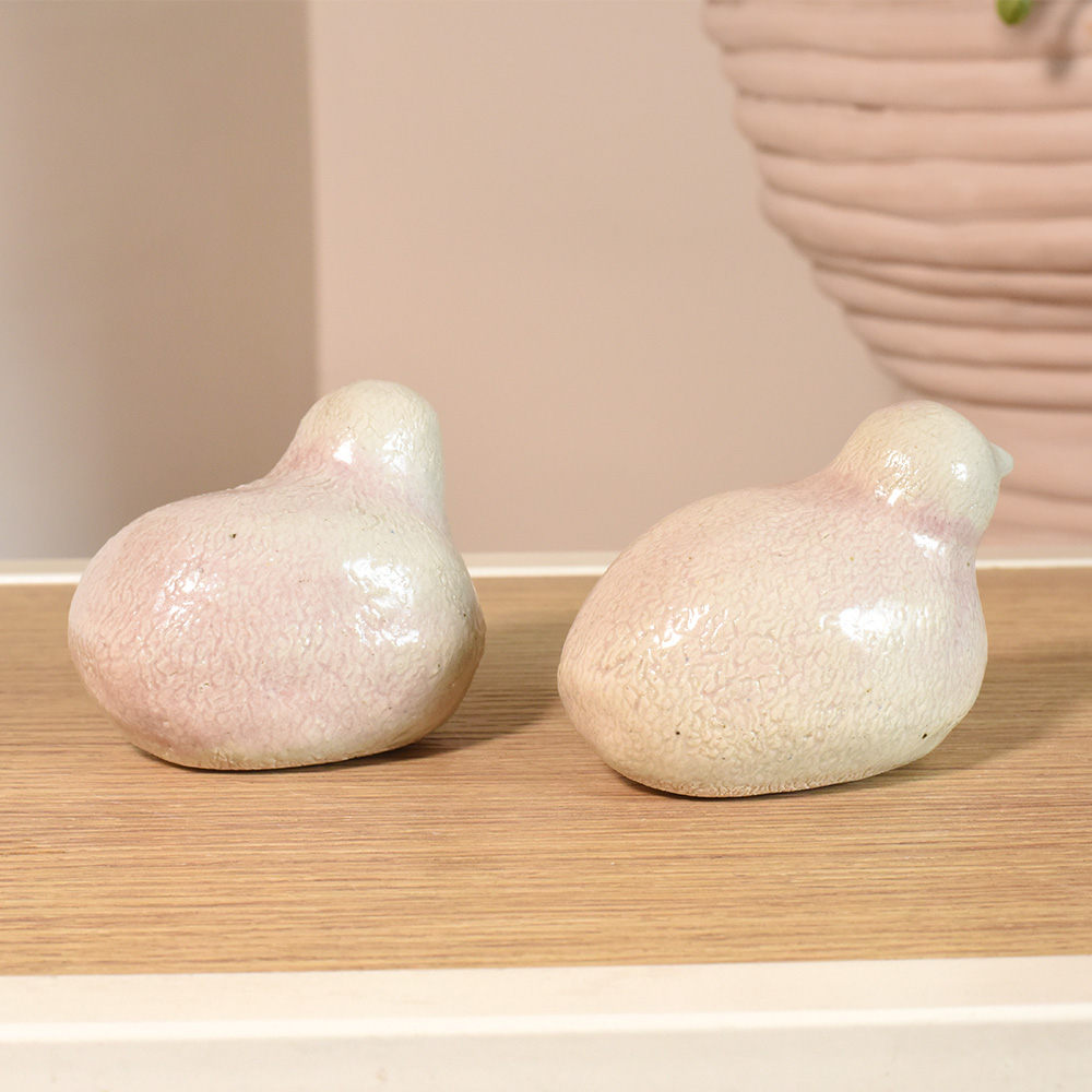 Handcrafted Ceramic Bird Sculptures by Artist Meena Vohra Set Of 2