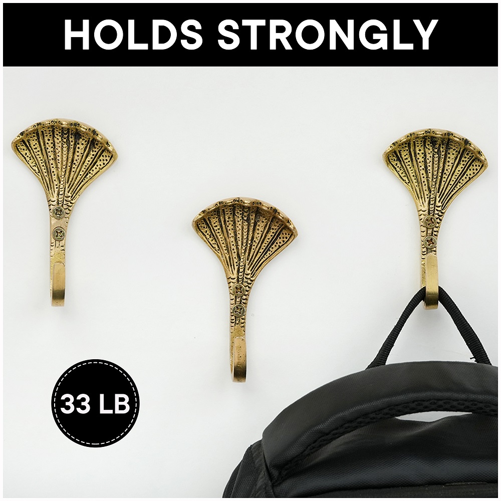 Handcrafted Brass Sheshnag Decorative Wall Hooks-3 Pieces