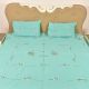 Blue Handmade Double Bed Sheet Linen with Floral Design Beautiful Decorative Stylish