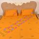 Orange Handmade Bed Sheet Linen with Pink & Purple Floral Design Beautiful Decorative Stylish