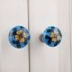 Blue Beige Floral Ceramic Bulb Knob