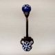 Navy Blue Floral Iron Hook-EHG-23
