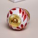 Red Leaf Floral Ceramic Knob