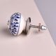 Blue Zinnia Flower Cabinet Knob