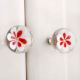 Myosotis Red Flower Glass Knob 