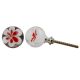 Myosotis Red Flower Glass Knob 