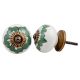 White Green Painted Floral Knob